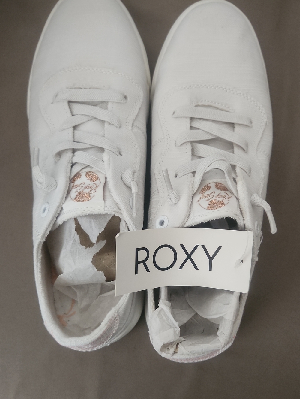 Roxy White Low-Top Canvas Sneakers